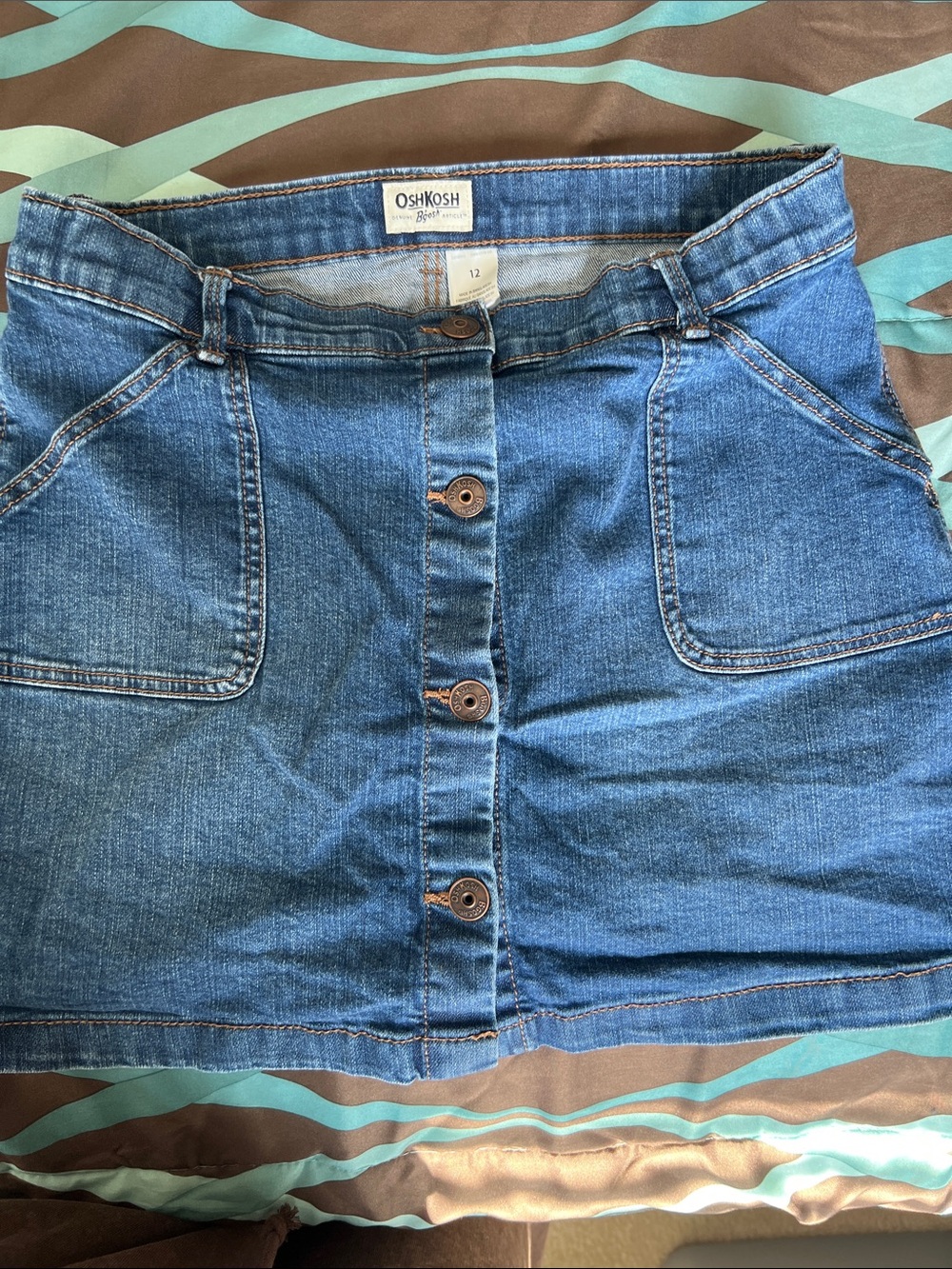 OshKosh B'gosh kids Blue Denim Button-Front Mini Skirt with adjustable waist